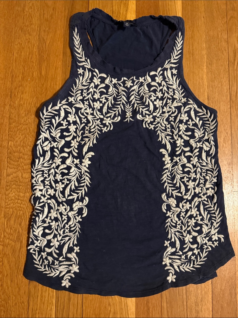 Lucky Brand Embroidered Navy Tank Top - Women's M